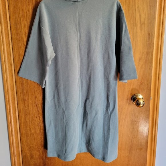 BNWT Suzy Shier Dusty Blue Sweater Turtle Mock Neck T Shirt Dress M - Picture 9 of 9